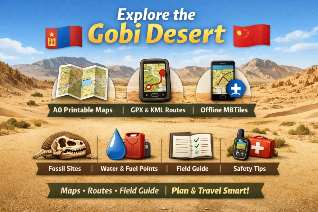 Gobi desert on map